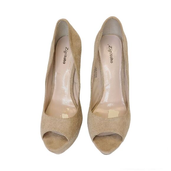 Zigi Soho Kelis Beige Suede Peeptoe Platform Heels Sz 6.5 - Picture 2 of 16